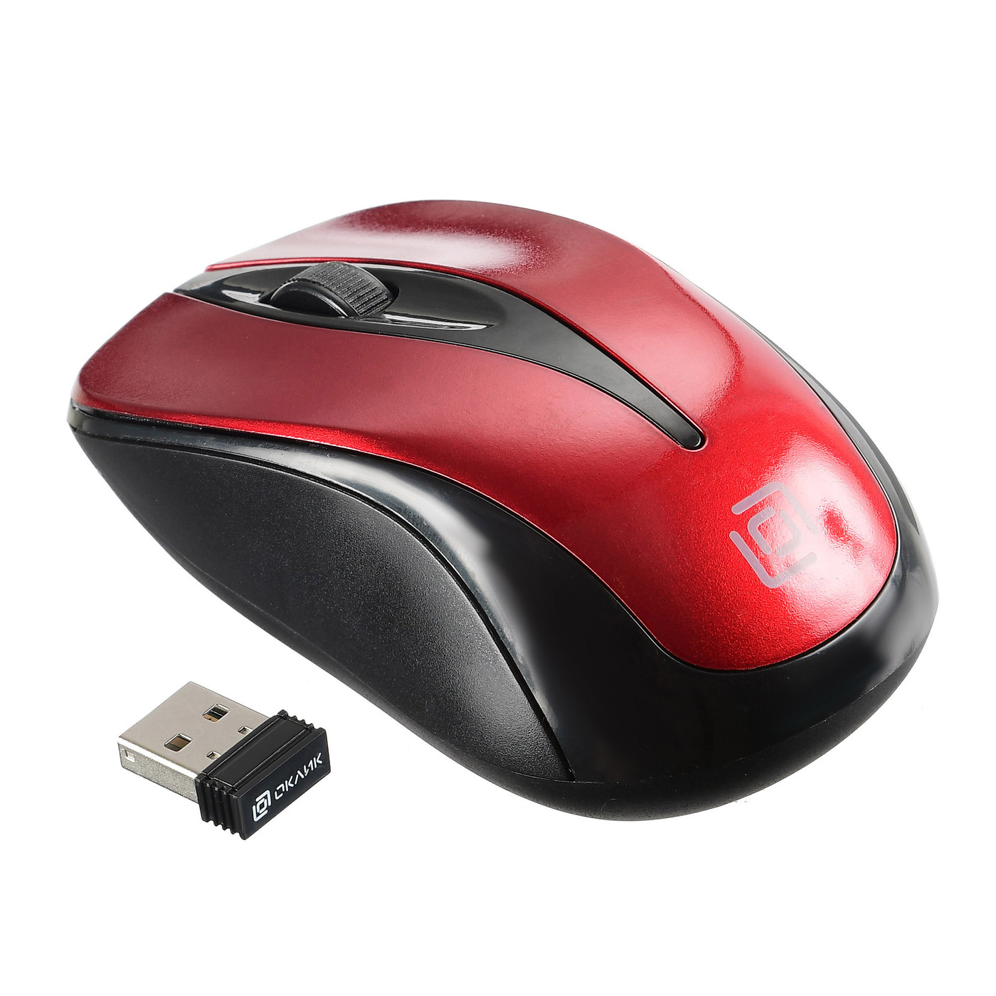 Мышь OKLICK 675MW черный/красный оптическая (800dpi) беспроводная USB (2but) - фото 1