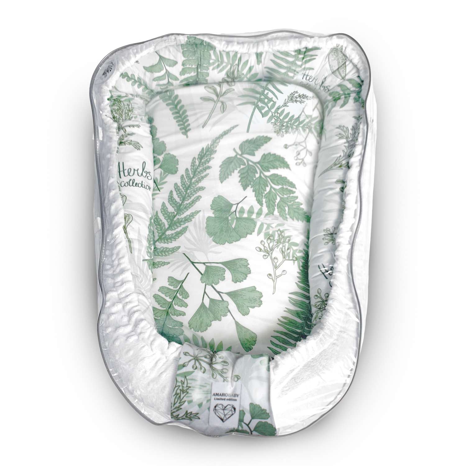 Подушка-позиционер Amarobaby Mild Design Edition Зеленые листья Белый-зеленый - фото 2