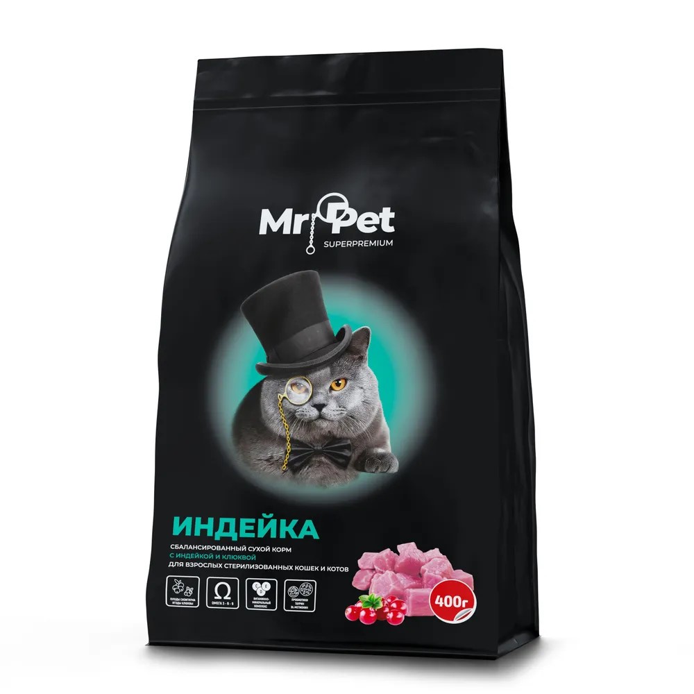 Корм сухой Mr.Pet для стерилизованных кошек гипоаллергенный 400 г - фото 1