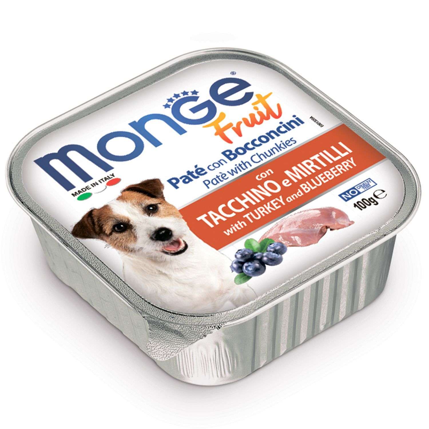 Корм для собак MONGE Dog Fruit индейка с черникой консервированный 100г - фото 2