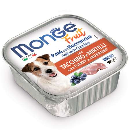Корм для собак MONGE Dog Fruit индейка с черникой консервированный 100г