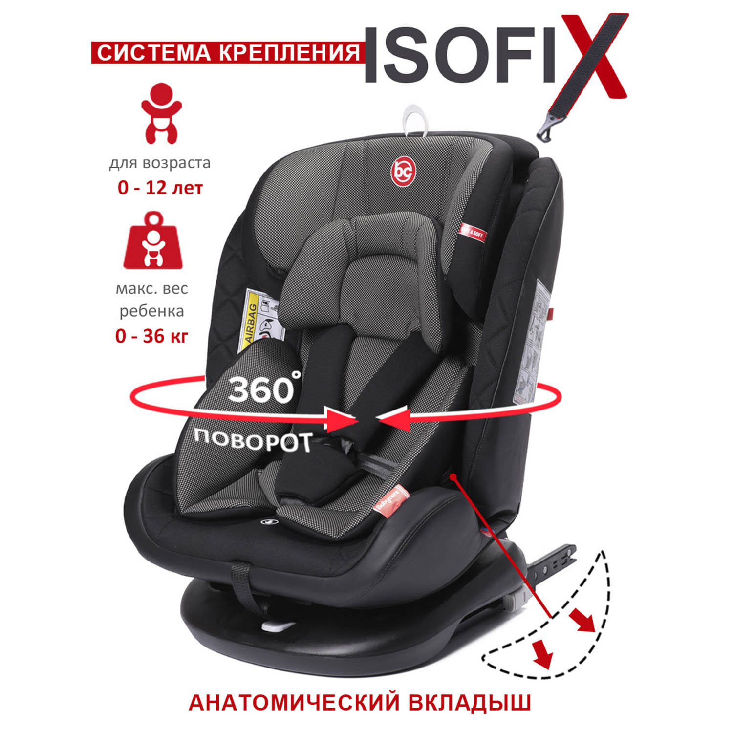 Автокресло BabyCare Shelter ISOFIX черный карбон - фото 1