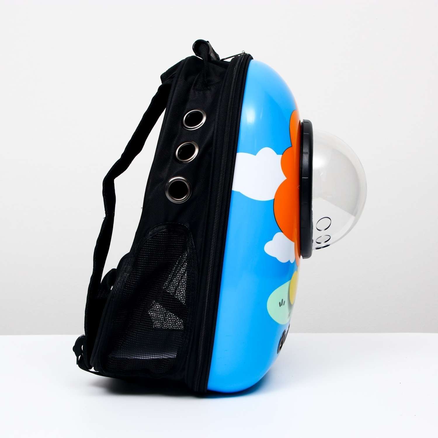 Рюкзак для переноски животных Пижон с окном для обзора «Лев» голубой - фото 2