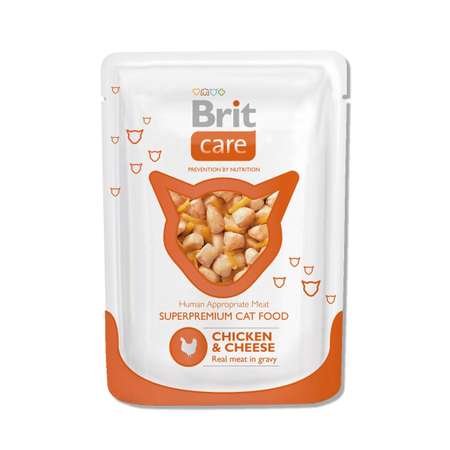 Корм влажный для кошек Brit Care 80г с курицей и сыром пауч