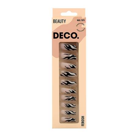 Набор накладных ногтей DECO. Ferosh zebra (24 шт + клеевые стикеры 24 шт)