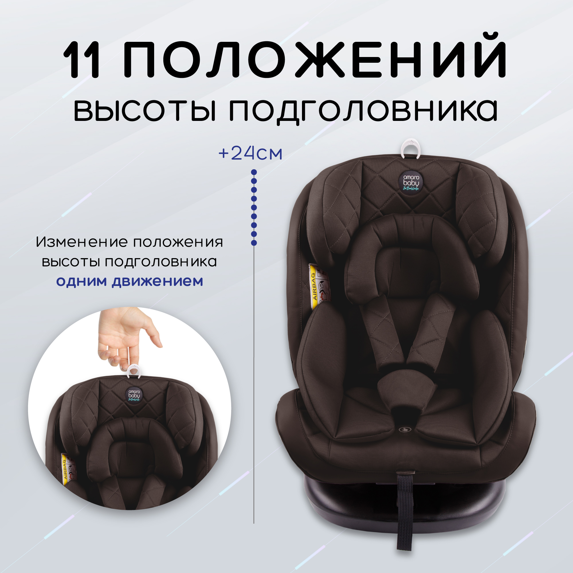 Автокресло Amarobaby Brilliant Isofix класс D группа 0+/1/2/3 Коричневый - фото 5