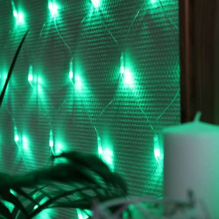 Гирлянда Luazon «Сеть» 1.6 × 1.6 м IP20 прозрачная нить 144 LED свечение зелёное 8 режимов 220 В