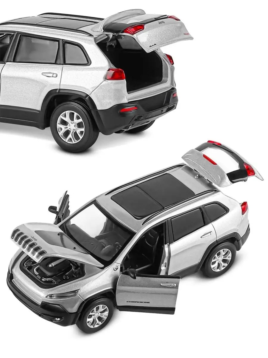 Внедорожник АВТОпанорама Jeep Cherokee 1:32 серебряный JB1251498 - фото 7