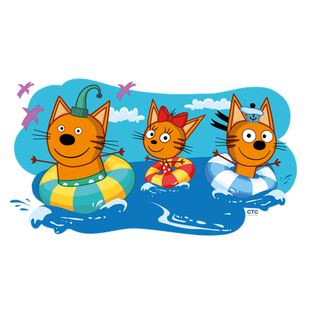 Коврик для ванны с присосками Varmax Три кота морское приключение прозрачный 67 на 37см