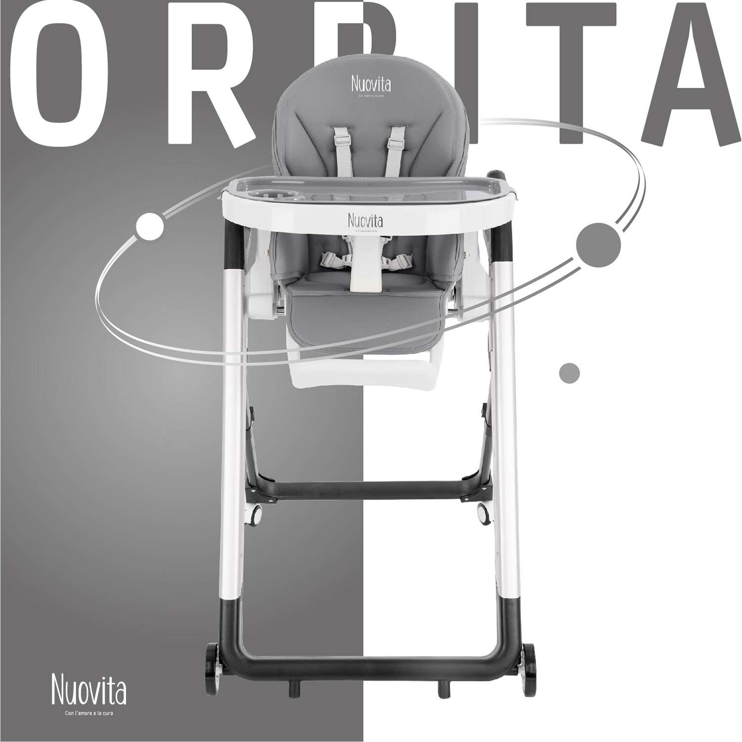 Стульчик для кормления Nuovita Orbita Темно-серый Серебристый - фото 3