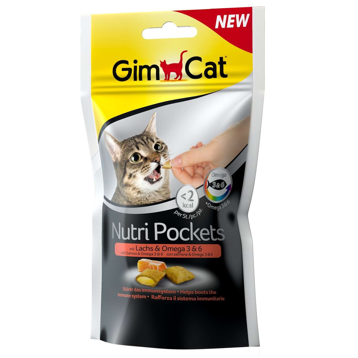 Подушечки для кошек Gimcat Нутри Покетс с лососем и омега-3-6 60г - фото 1