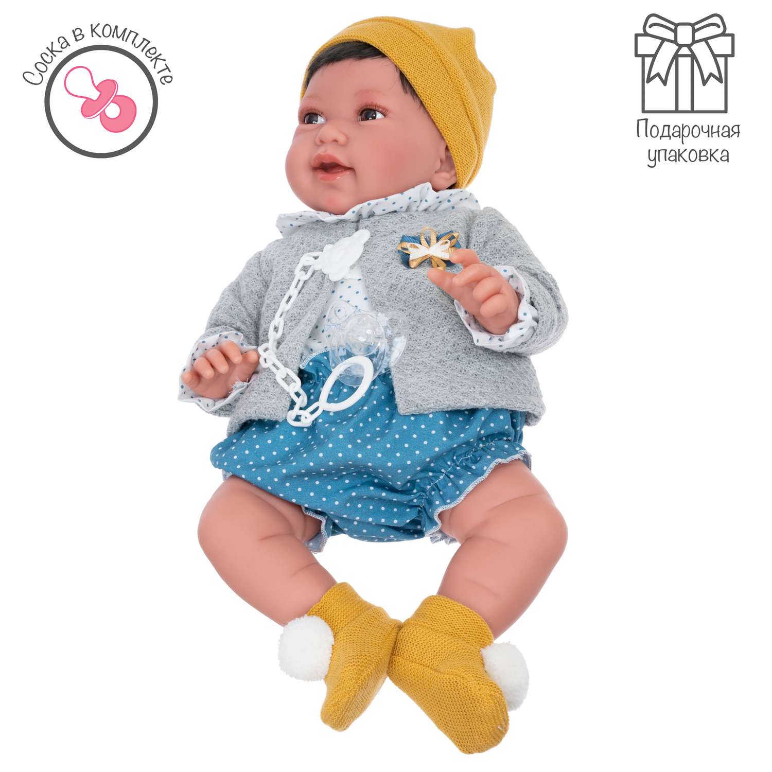 Кукла малышка Antonio Juan Реборн Елена в желтом 40 см мягконабивная 3305 - фото 10