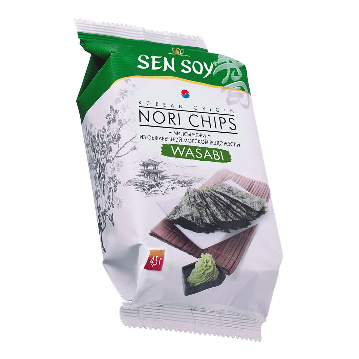 Чипсы Sen Soy Wasabi нори из морской капусты 4.5 г - фото 1