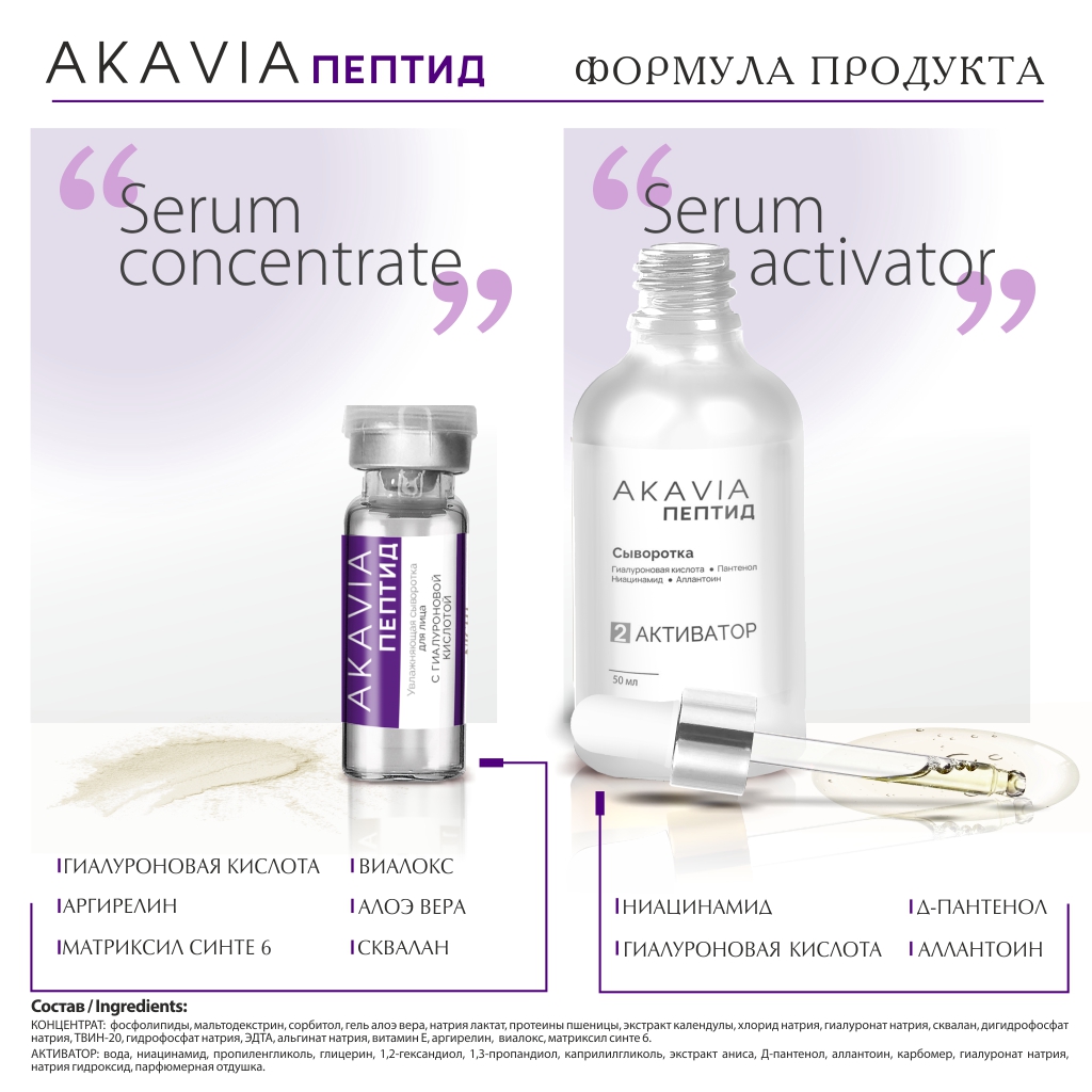 Сыворотка АКАВИЯ Peptide увлажняющая для лица с гиалуроновой кислотой - фото 3