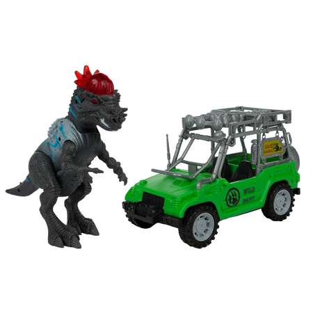 Набор игровой KiddiePlay Динозавр пахицефалозавр с джипом 12621
