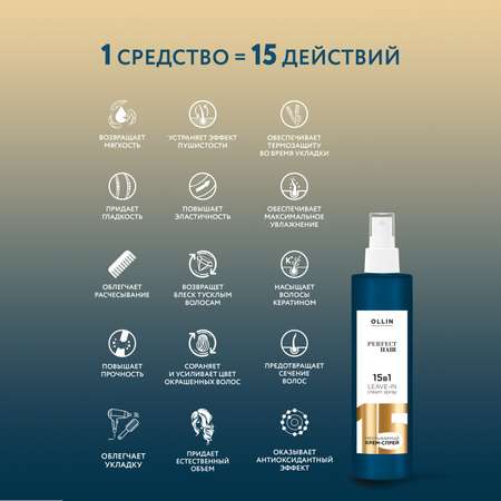 Крем-спрей Ollin многофункциональный 15 в 1 Perfect hair несмываемый 250 мл - 2 шт