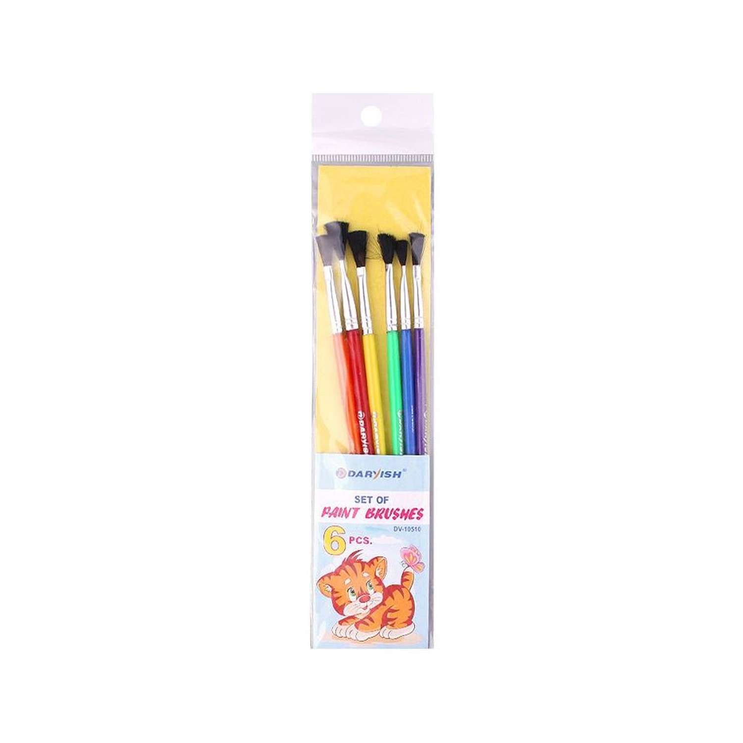 Кисти для рисования Darvish художественные в наборе из синтетики с цветными ручками 6 шт - фото 1
