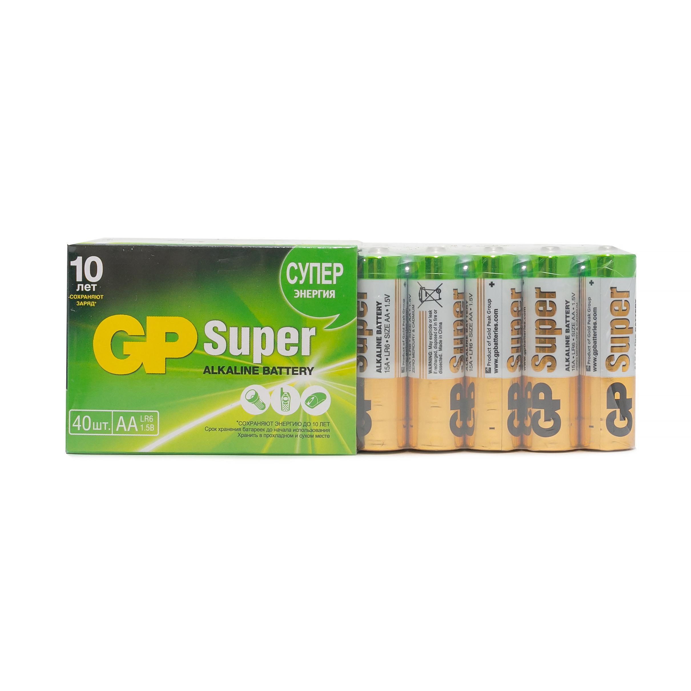 Набор батареек GP Super Alkaline AA LR 40 шт. 15A-B40 - фото 7