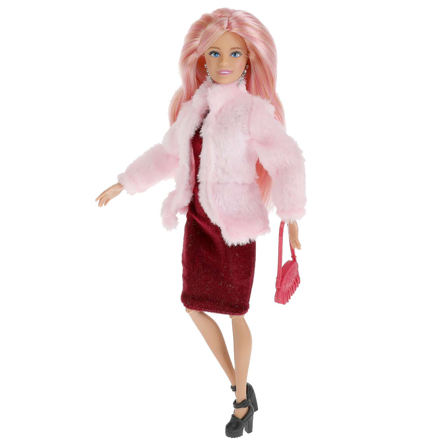 Кукла Карапуз София 29 см в розовой шубке сумочка расческа в комплекте 315372 - фото 3