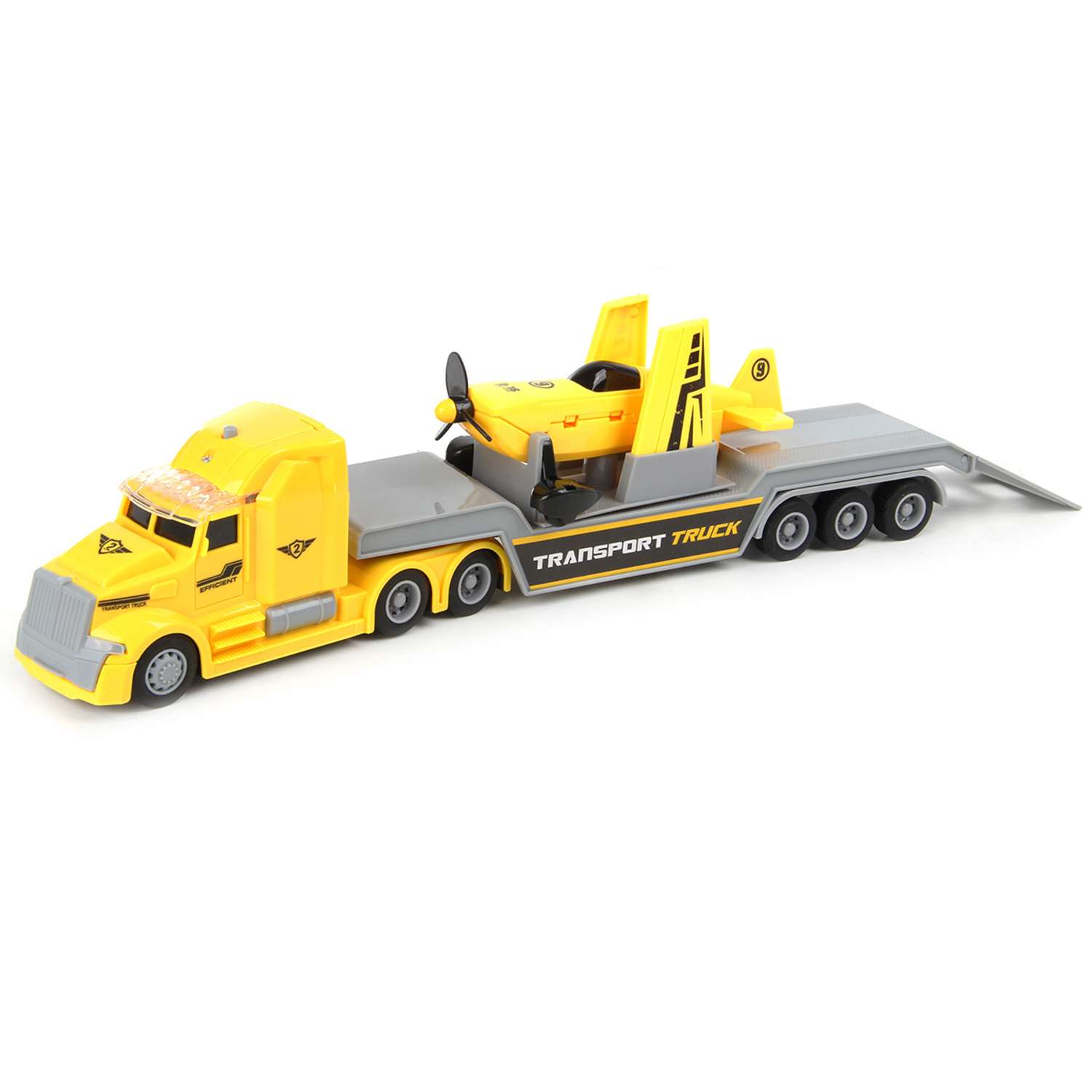 Набор Drift Автовоз с самолетом Yellow Transport Truck 1:50 фрикционный механизм 82221 - фото 4