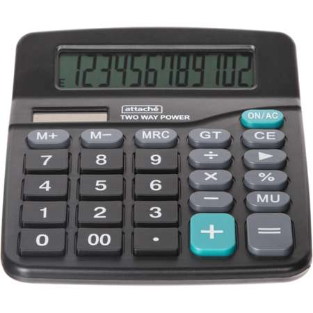 Калькулятор Attache полноразмерный 12ти разрядный черный 1 шт