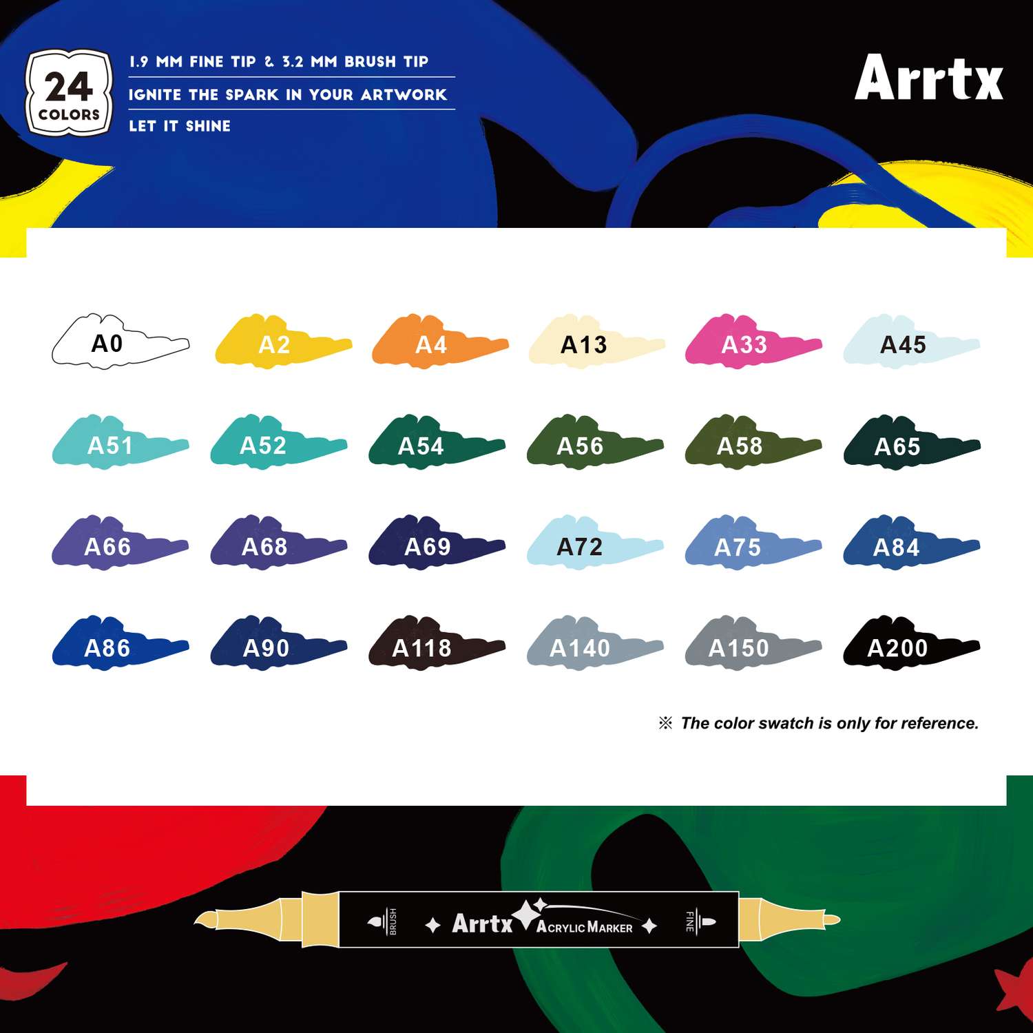 Набор акрил-гуашевых маркеров Arrtx 24 цвета - фото 9