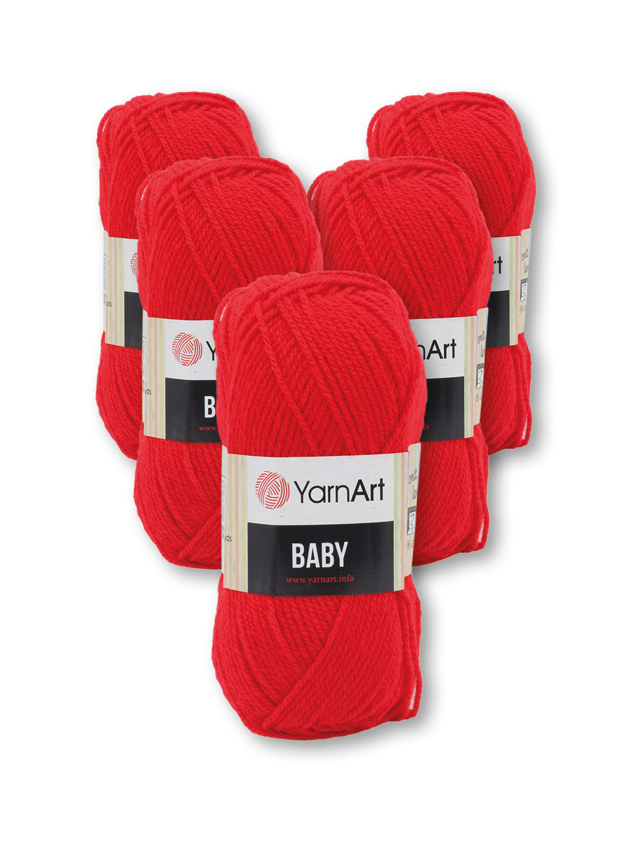 Пряжа для вязания YarnArt Baby 50 гр 150 м акрил мягкая детская 5 мотков 156 красный - фото 6