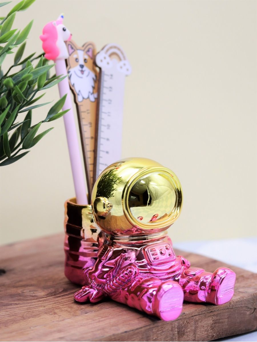 Подставка для канцелярии iLikeGift Astronaut pink metallic - фото 2