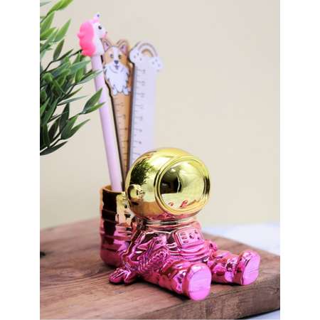 Подставка для канцелярии iLikeGift Astronaut pink metallic