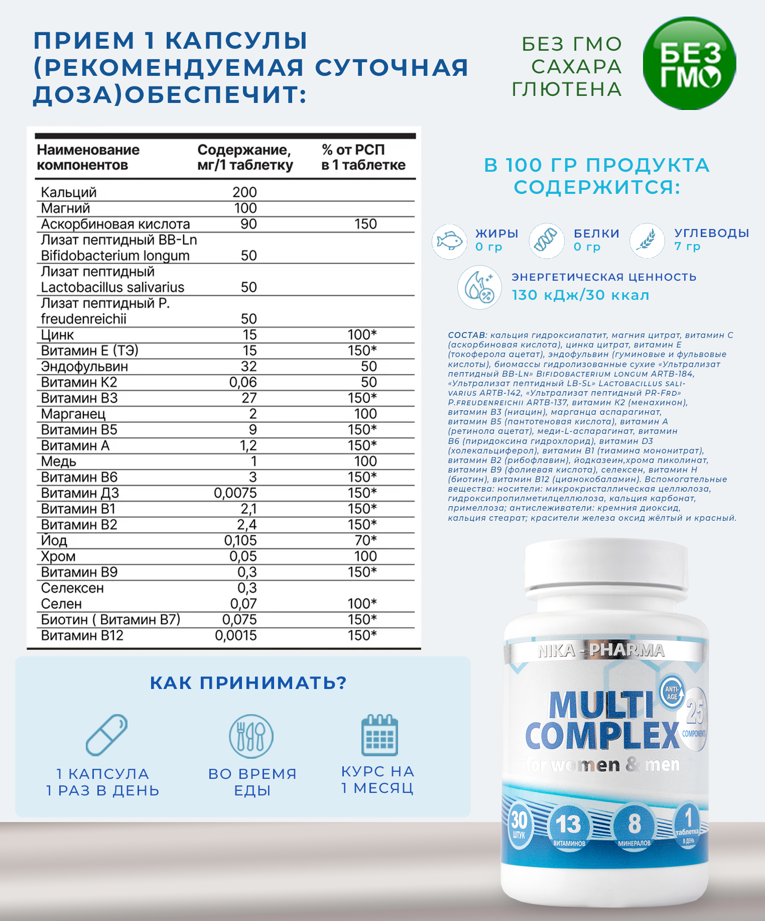 Комплекс витаминов NIKA-PHARMA и минералов и для женщин и мужчин - фото 6