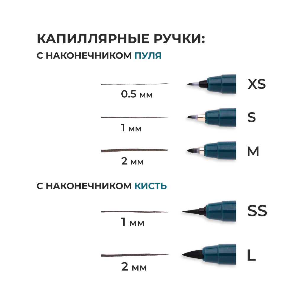 Капиллярные ручки Малевичъ GrafArt набор 16 штук - фото 4