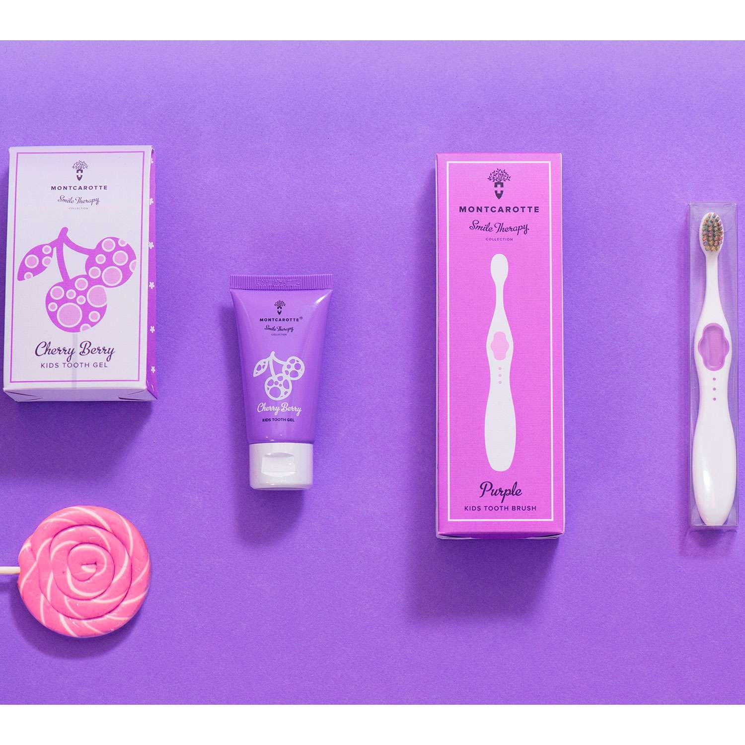 Подарочный набор Montcarotte гелеообразная зубная паста Ягодка Вишня + Зубная щетка Фиолетовая - фото 21