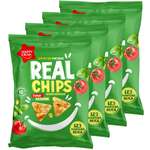 Чипсы цельнозерновые Happy Crisp кукурузно-рисовые Real Chips томат и базилик 4 шт по 50 г