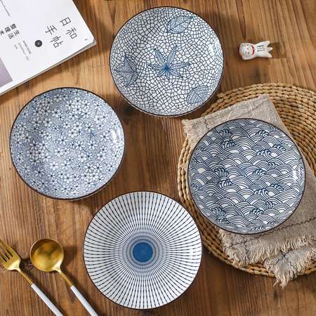 Набор тарелок ZDK Kitchen Japanese Collection 4шт цвет голубой D175мм