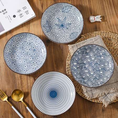 Набор тарелок ZDK Kitchen Japanese Collection 4шт цвет голубой D175мм