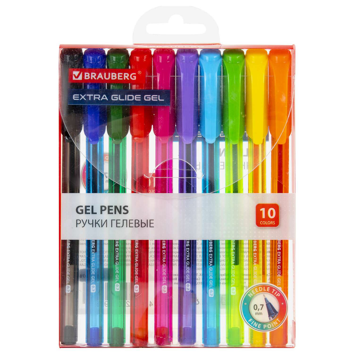 Ручки гелевые Brauberg цветные набор 10 цветов трехгранные - фото 3