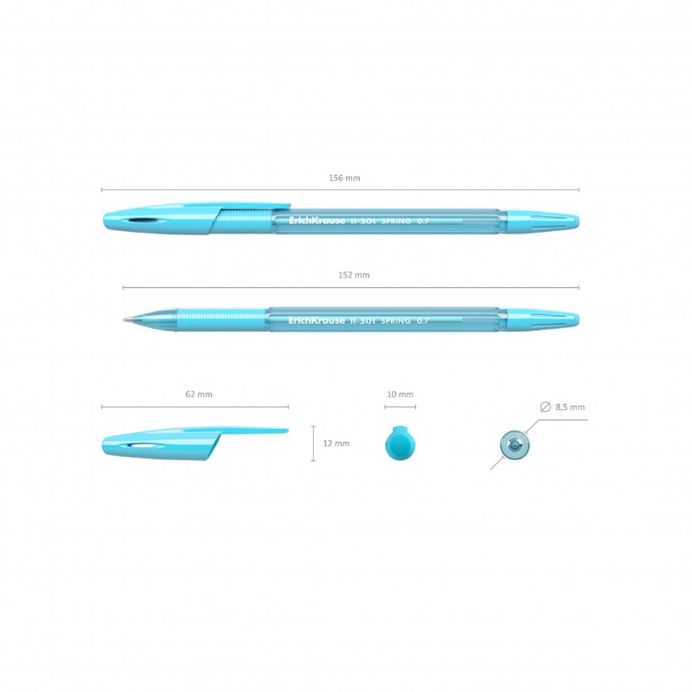 Ручка шариковая ErichKrause R-301 Spring Stick Grip 0.7 цвет чернил синий 10 штук - фото 2