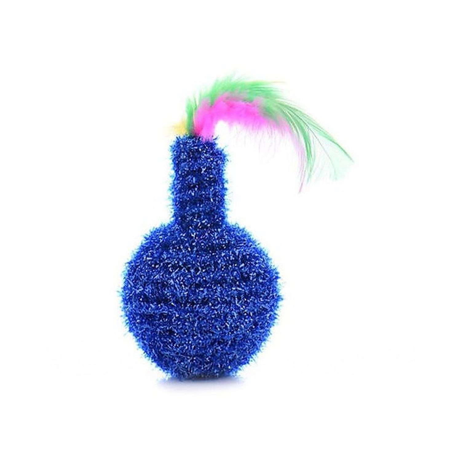Игрушка для кошек Uniglodis Синий шар с перьями - фото 1