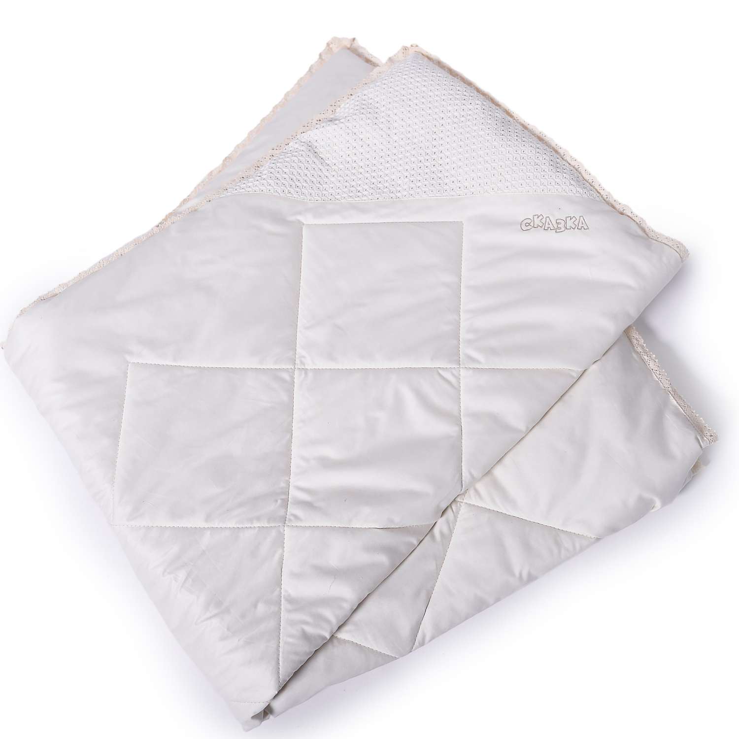 Одеяло BelPol цвет экрю кружевной кант уголок из узорной ткани - фото 1