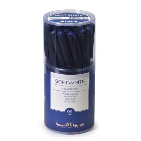 Набор из 24-х шариковых ручек Bruno Visconti масляные SoftWrite Black синие