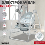 Электрокачели Indigo Fresh 0-15 кг с адаптером пульт управления 12 мелодий 5 скоростей голубой