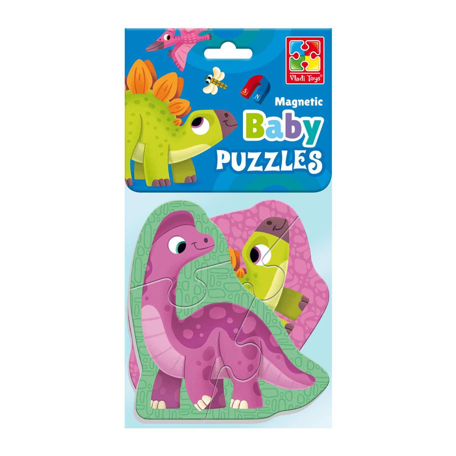 Набор пазлов Vladi Toys мягкие магнитные Baby puzzle Динозаврики 2 картинки 7 элементов - фото 1