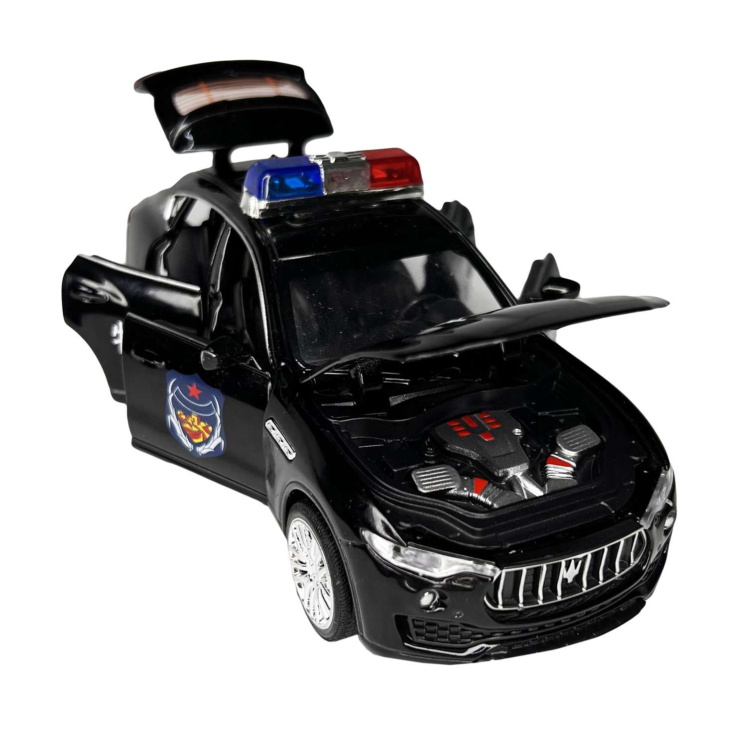 Машинка металлическая BalaToys полицейская с открывающимися дверьми и багажниками PoliceCarWhite - фото 4