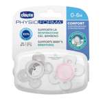 Пустышка CHICCO Physio Comfort 2шт 0-6мес силикон Pink рисунок енот горошек