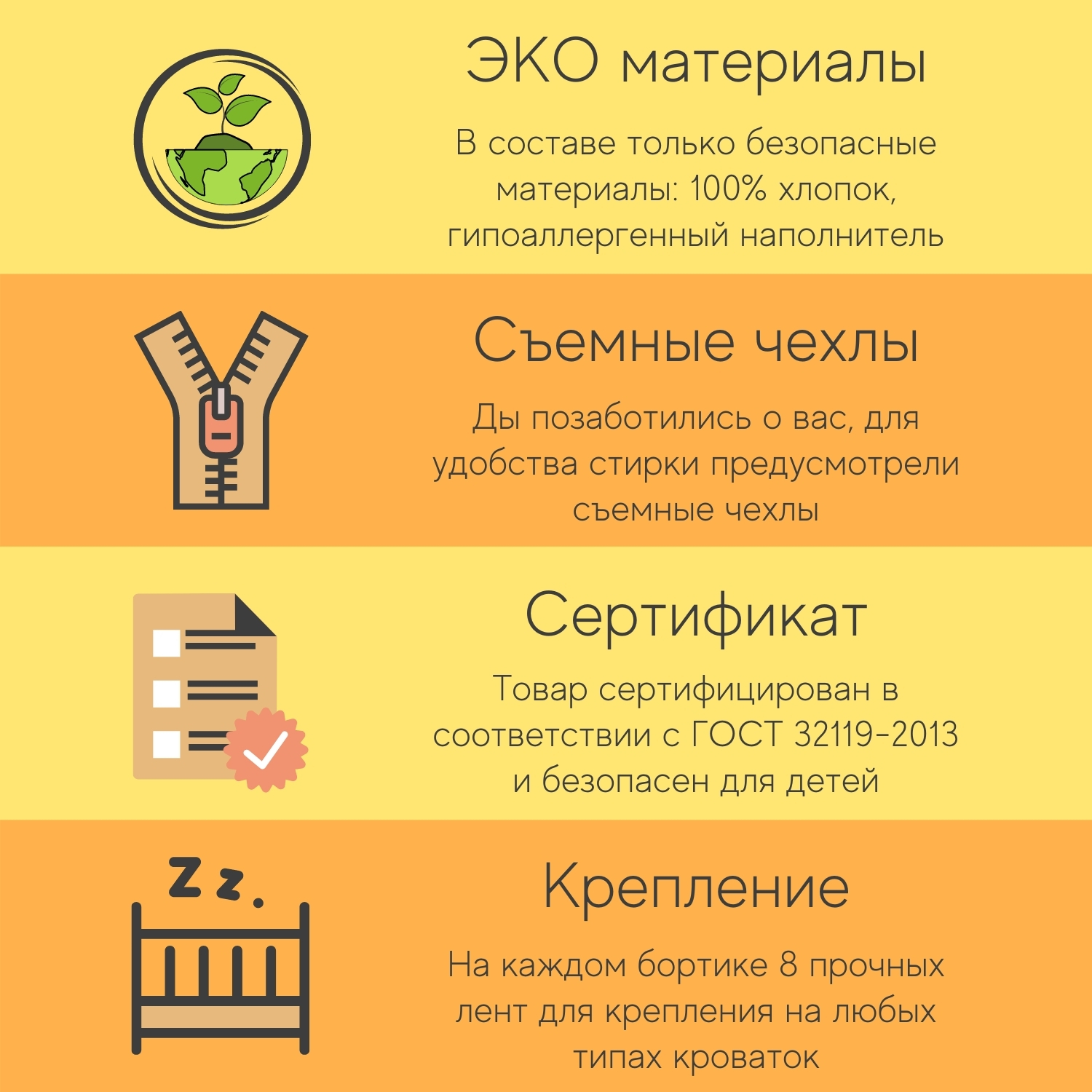 Бортики в кроватку loombee со съемными чехлами на 4 стороны Птички цветы - фото 8