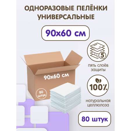 Пеленки универсальные INSEENSE впитывающие 90х60см 80 шт.