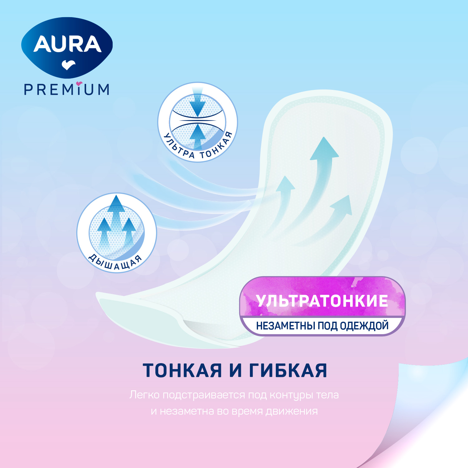 Прокладки ежедневные AURA PREMIUM женские ультратонкие LIGHT 40шт х 6уп - фото 7