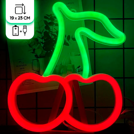 Светильник декоративный Riota неоновый Вишенка зеленый красный свет 19х23 см