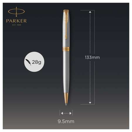 Ручка шариковая PARKER Sonnet Stainless Steel GT черная поворот подарочная упаковка