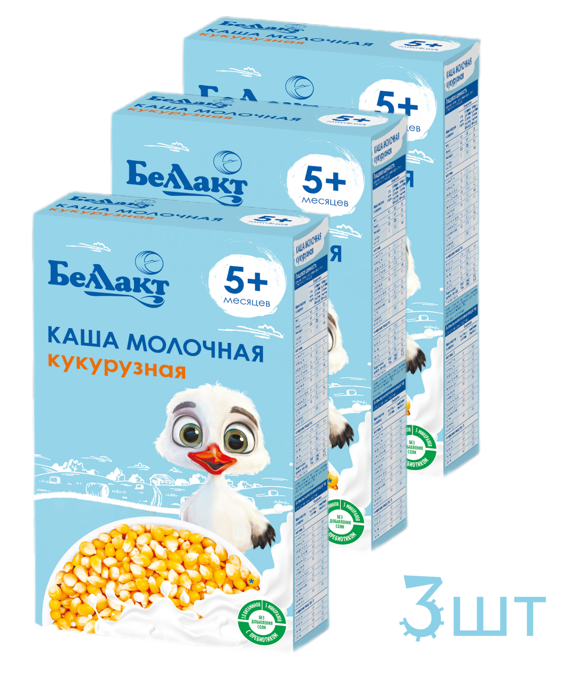 Каша молочная Беллакт кукурузная быстрорастворимая 200г x 3 шт - фото 1